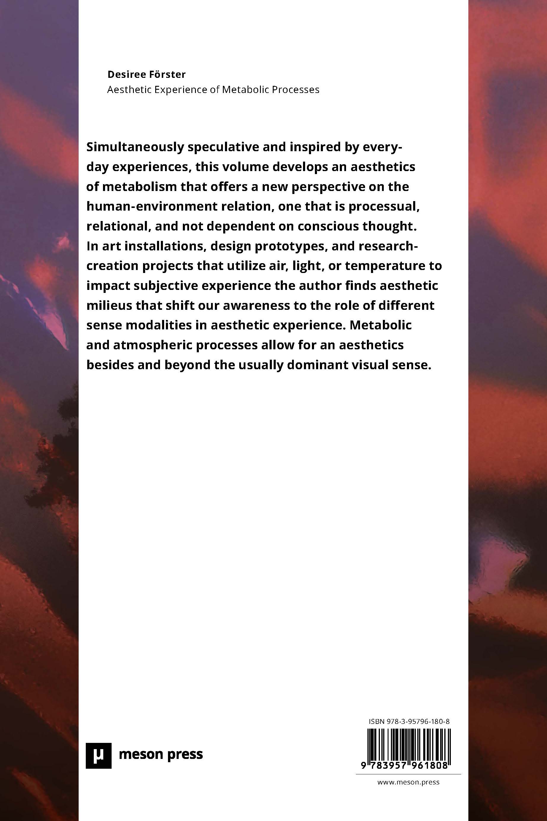 Rückseitencover Aesthetic Experience of Metabolic Processes