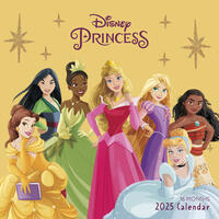 Vorderes Coverbild Pyramid – Disney Princess 2025 Broschürenkalender, 30x30cm, Kalender für Prinzessin-Fans, bunter Kalender mit Monatsübersicht, nachhaltig nur mit Papierumschlag