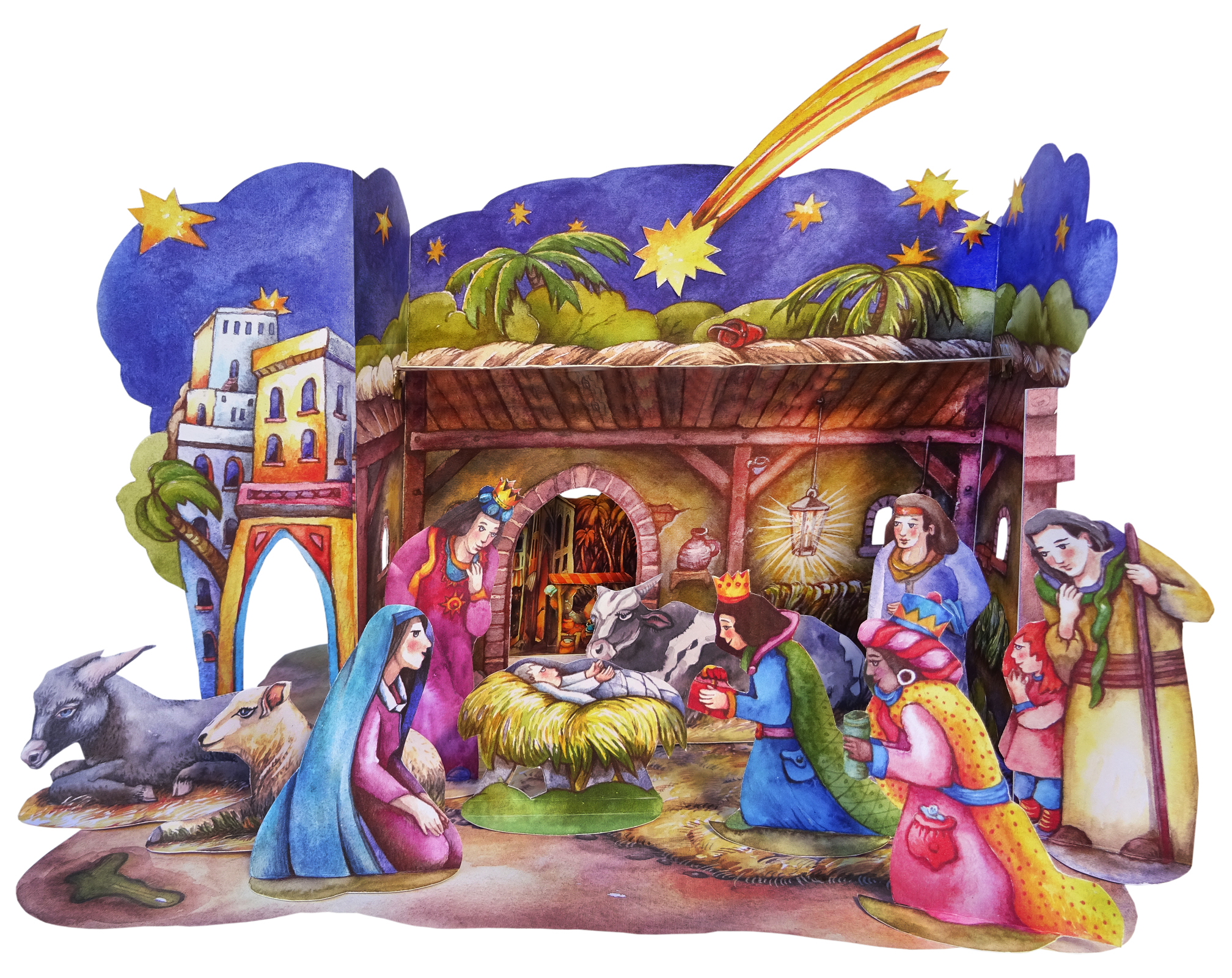 Beispielinhalt (Bild) Weihnachtskrippe Bastelbogen