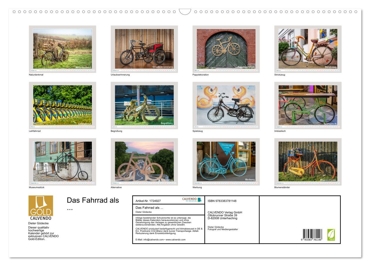 Beispielinhalt (Bild) Das Fahrrad als ... (Wandkalender 2025 DIN A2 quer), CALVENDO Monatskalender