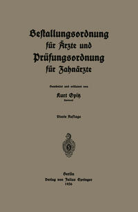 Vorderes Coverbild Bestallungsordnung für Ärzte und Prüfungsordnung für Zahnärzte