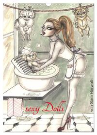 Vorderes Coverbild SEXY DOLLS - süße Pin-up Illustrationen, Zeichnungen, Grafiken und Malerei der Marke "Burlesque up your wall" von Sara Horwath (Wandkalender 2025 DIN A3 hoch), CALVENDO Monatskalender