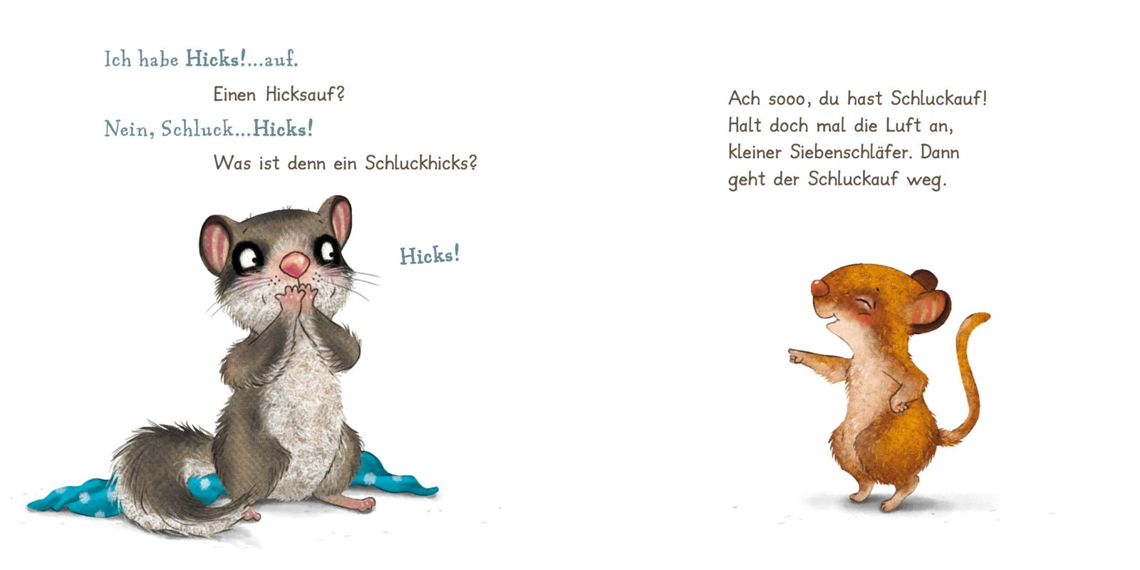 Beispielinhalt (Bild) Der kleine Siebenschläfer: Wie geht der Schluckauf wieder weg?