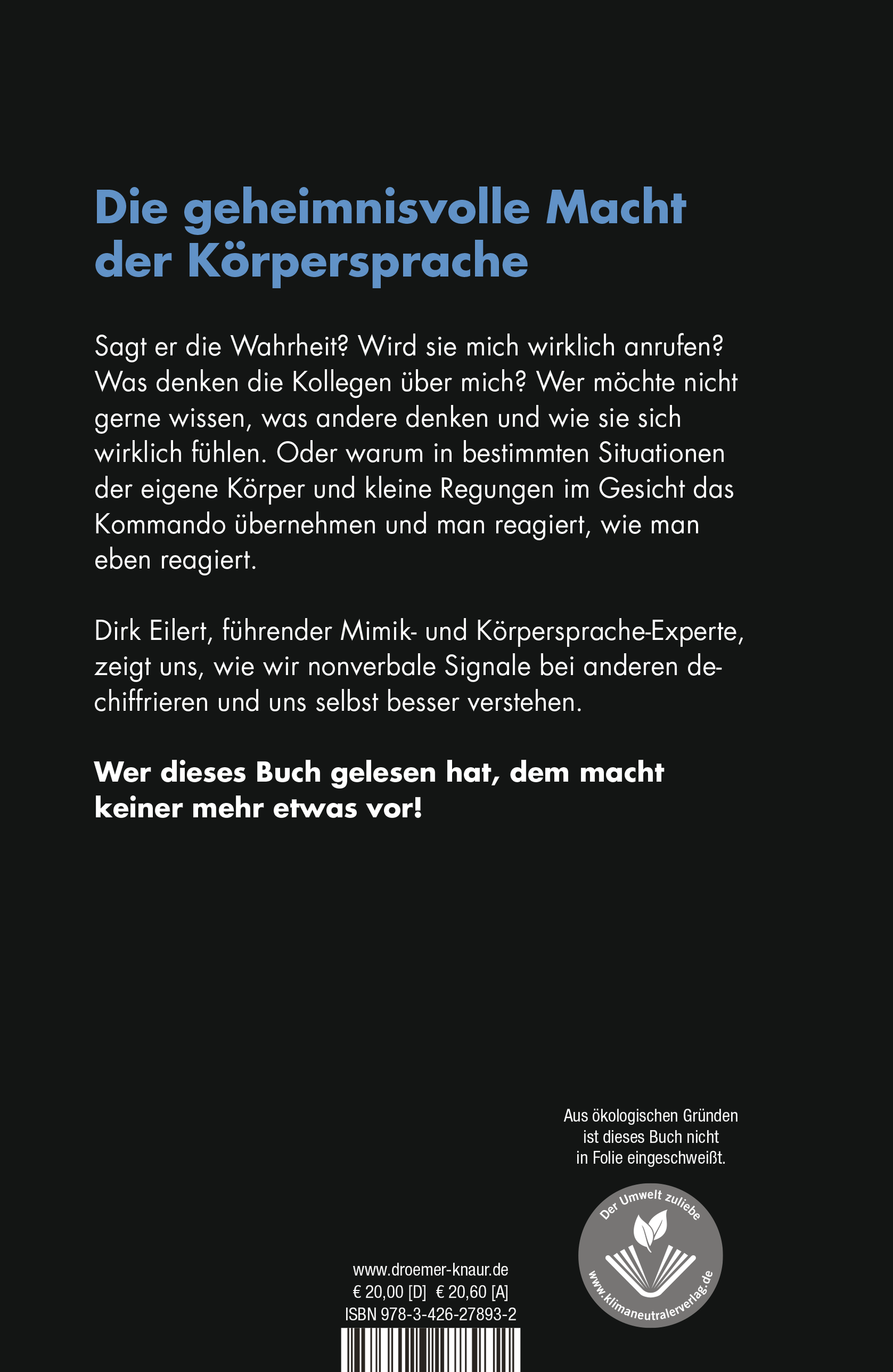 Rückseitencover Was dein Gesicht verrät