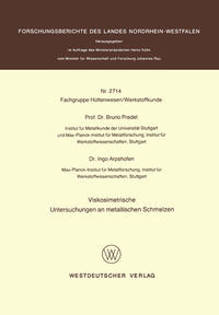 Vorderes Coverbild Viskosimetrische Untersuchungen an metallischen Schmelzen