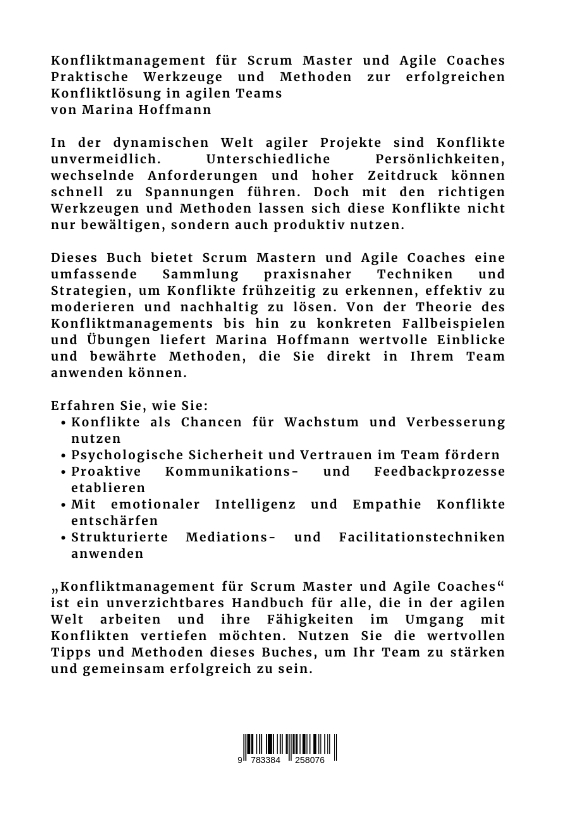 Rückseitencover Konfliktmanagement für Scrum Master und Agile Coaches