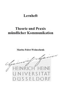 Vorderes Coverbild Lernheft Theorie und Praxis mündlicher Kommunikation