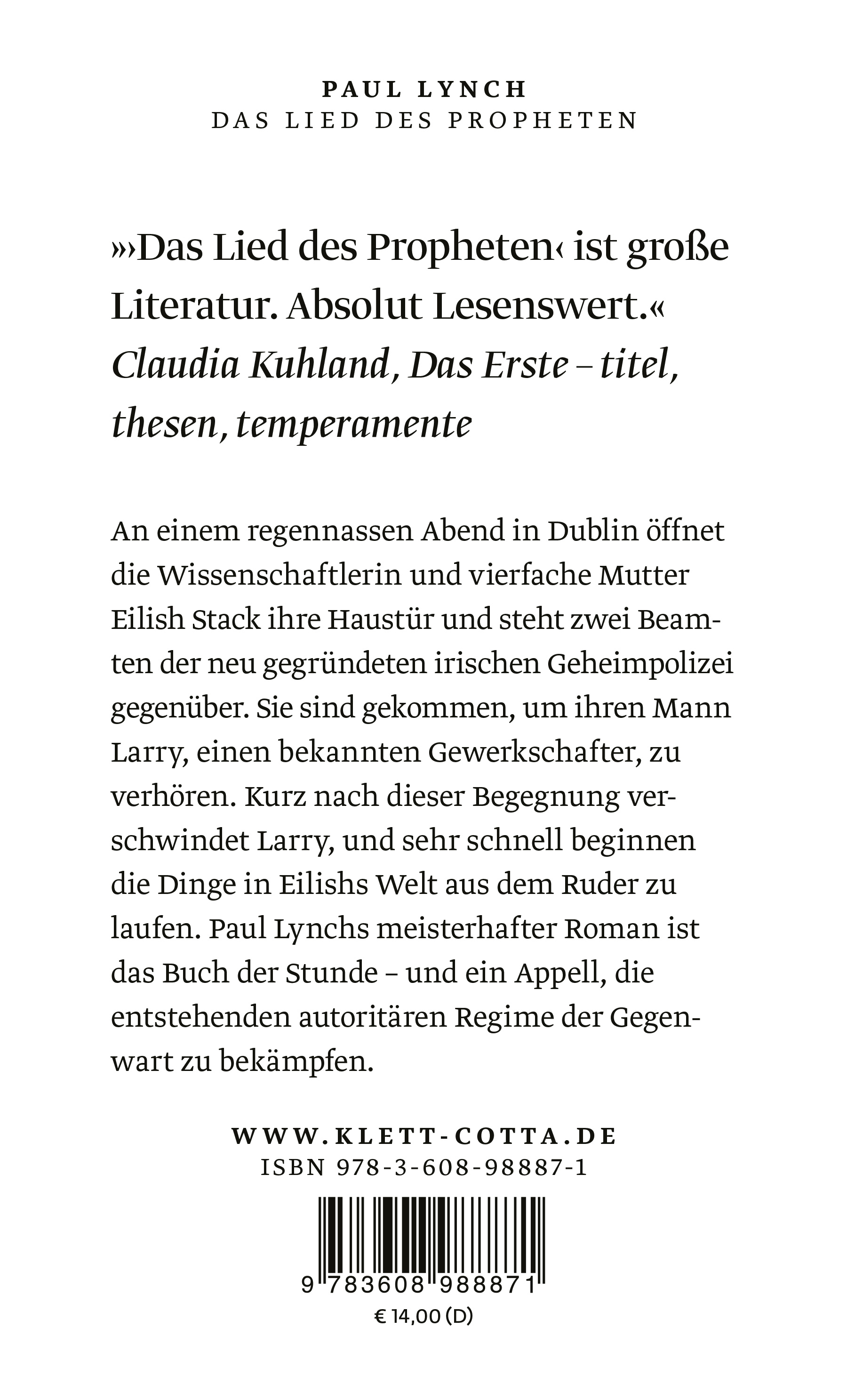 Rückseitencover Das Lied des Propheten