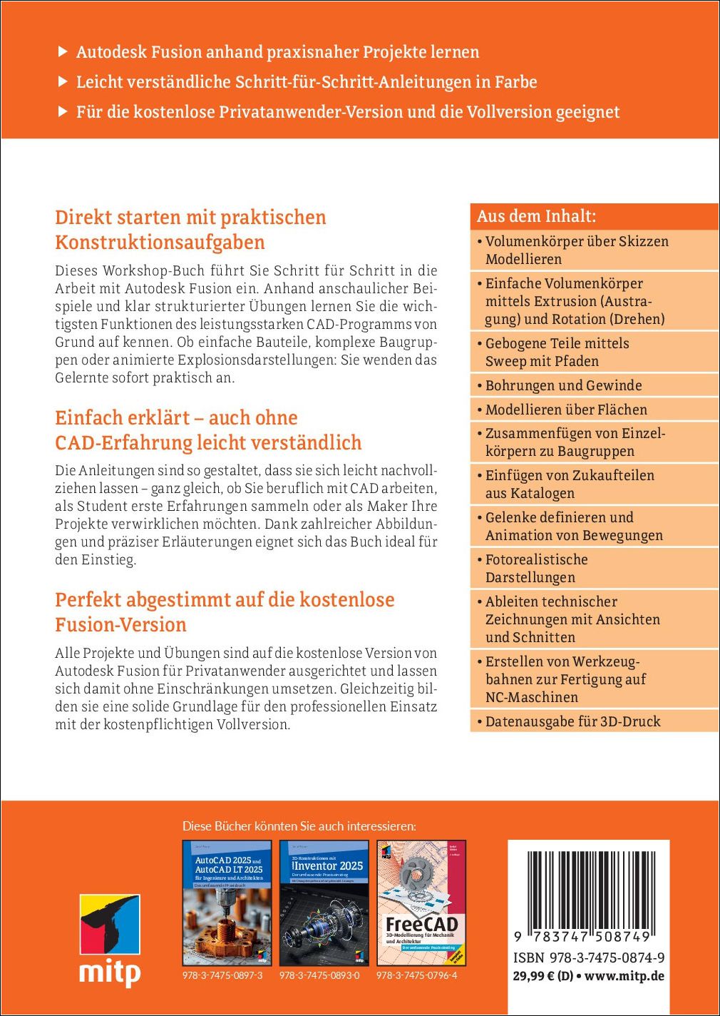 Rückseitencover Autodesk Fusion - Der praktische Einstieg in die 3D-Modellierung