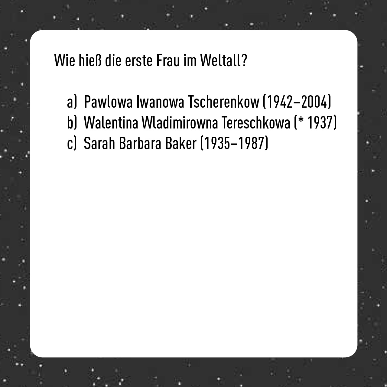 Beispielinhalt (Bild) Das Weltraum-Quiz