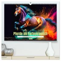 Vorderes Coverbild Pferde im Farbenrausch (hochwertiger Premium Wandkalender 2026 DIN A2 quer), Kunstdruck in Hochglanz