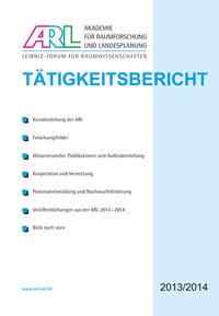 Vorderes Coverbild Tätigkeitsbericht der ARL 2013/2014