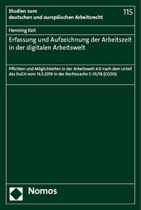 Vorderes Coverbild Erfassung und Aufzeichnung der Arbeitszeit in der digitalen Arbeitswelt