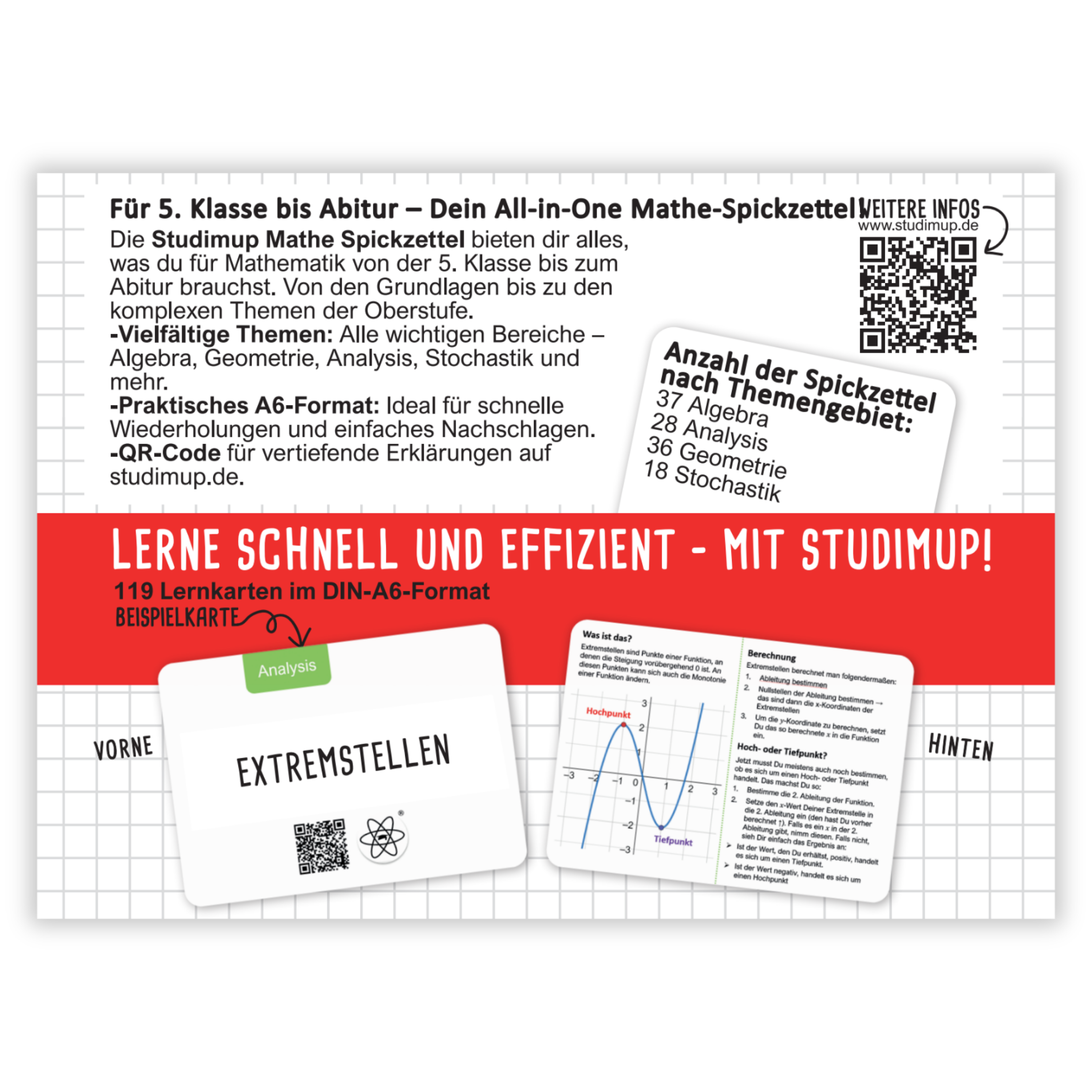 Rückseitencover Mathe Spickzettel A6 Pro: Lernkarten für das Gymnasium