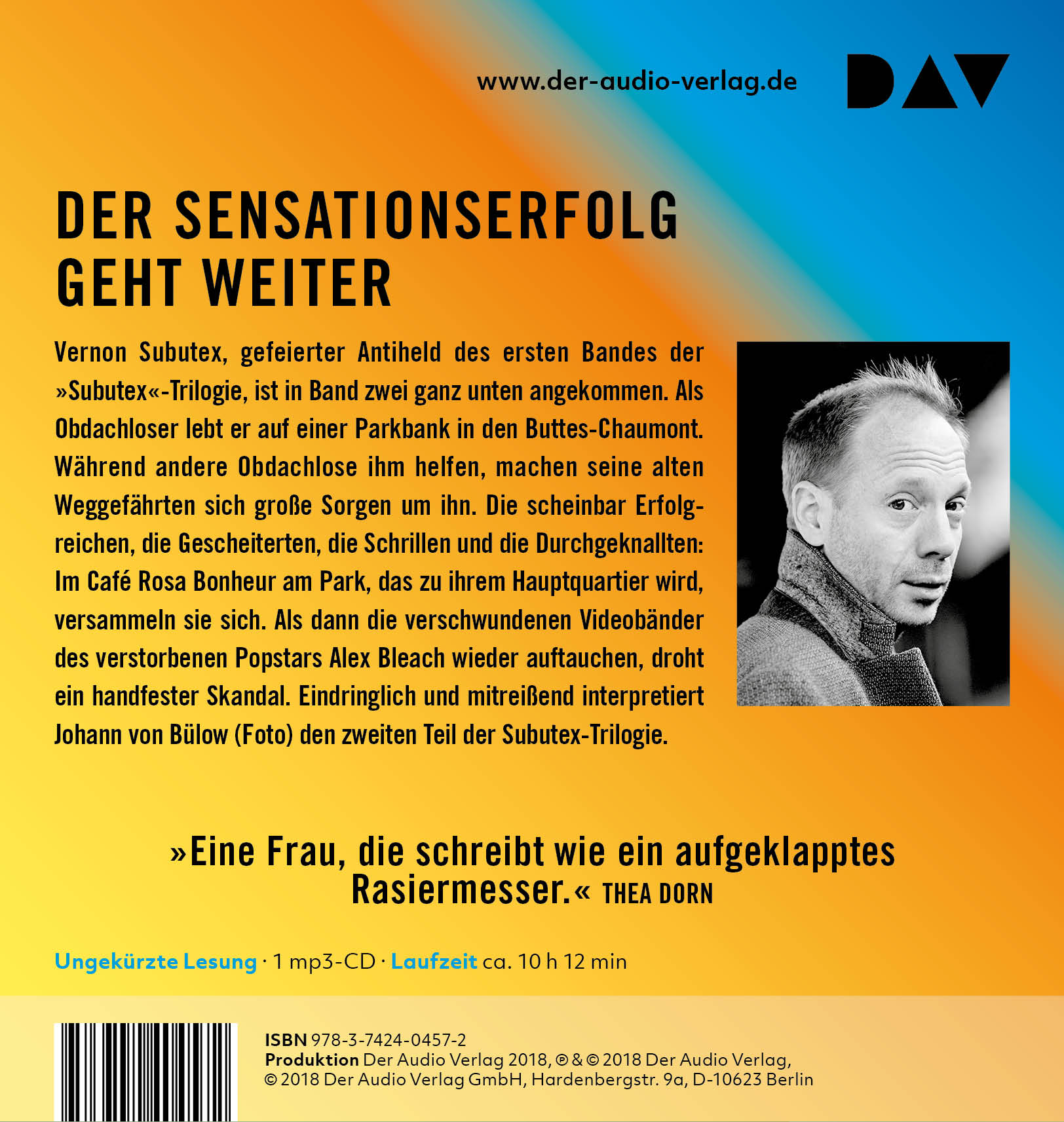 Rückseitencover Das Leben des Vernon Subutex 2