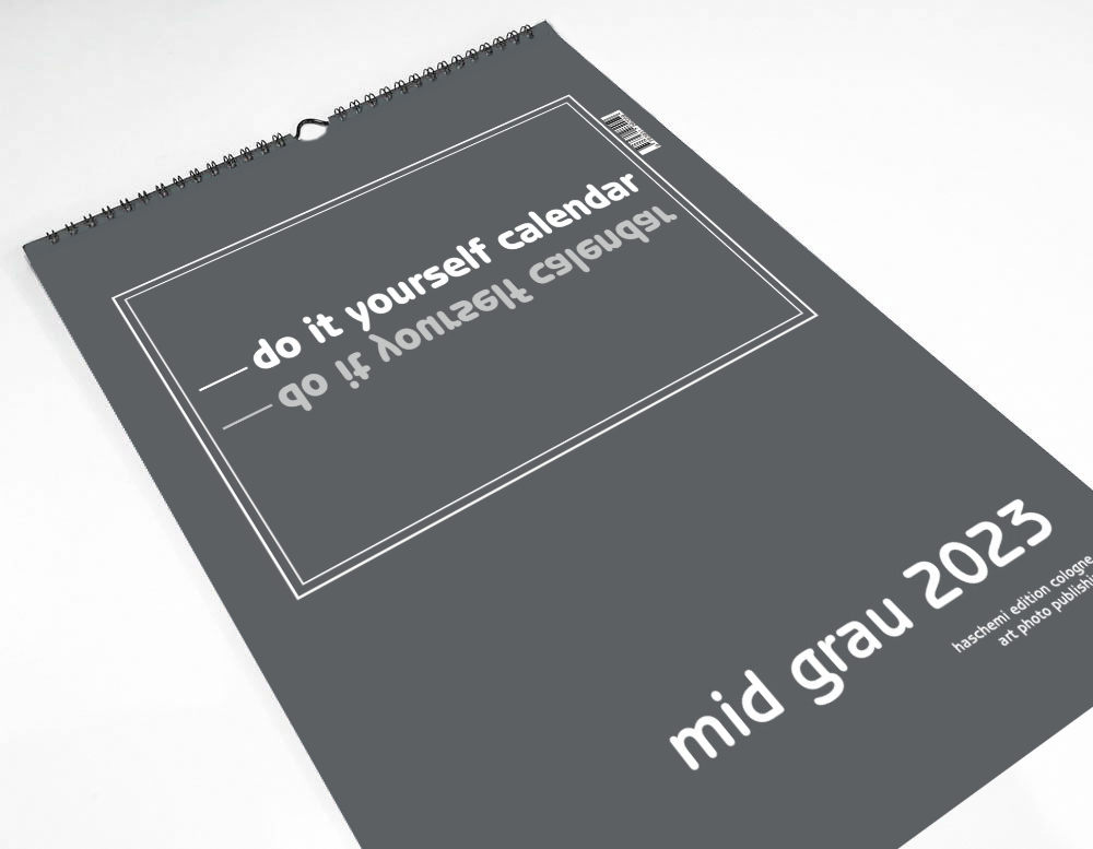 Rückseitencover mid grau 2023 Blankokalender zum Selbstgestalten - Do it yourself-Mid Format 28x38cm