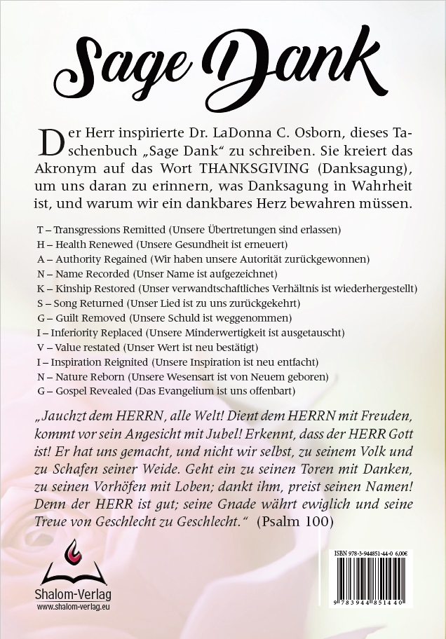 Rückseitencover Sage Dank