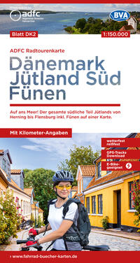 Vorderes Coverbild ADFC-Radtourenkarte DK2 Dänemark/Jütland Süd/ Fünen 1:150.000, reiß- und wetterfest, E-Bike geeignet, GPS-Tracks Download, mit Bett+Bike Symbolen, mit Kilometer-Angaben