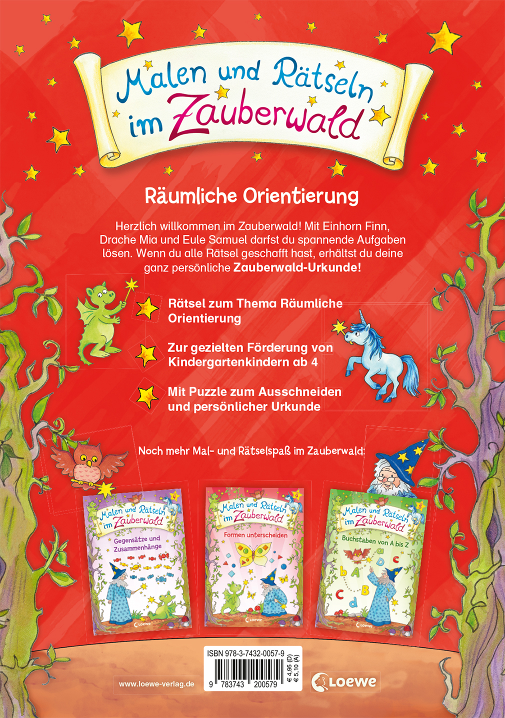 Rückseitencover Malen und Rätseln im Zauberwald - Räumliche Orientierung