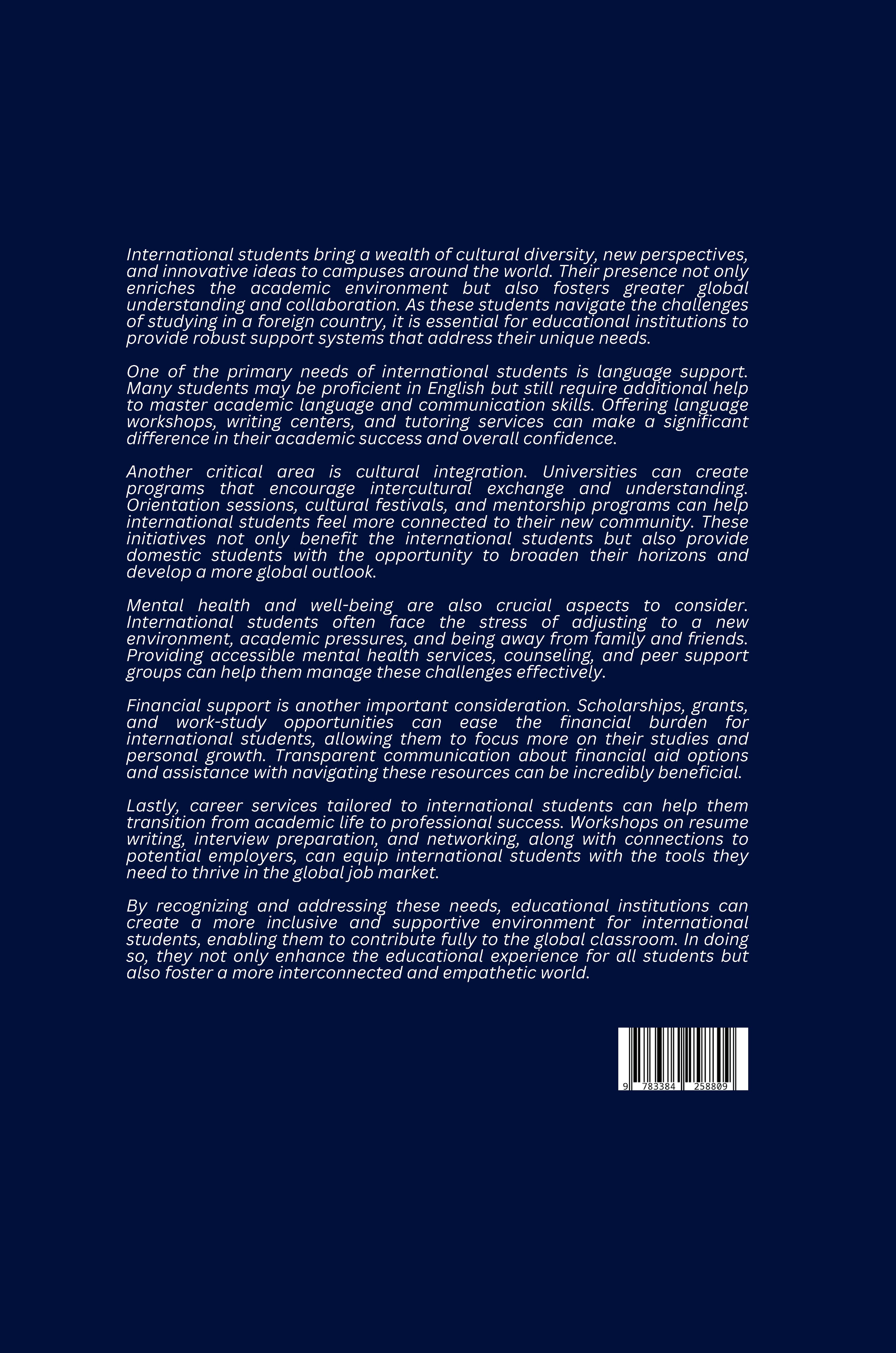 Rückseitencover A Global Classroom: The Vital Role of International Students and Meeting Their Needs