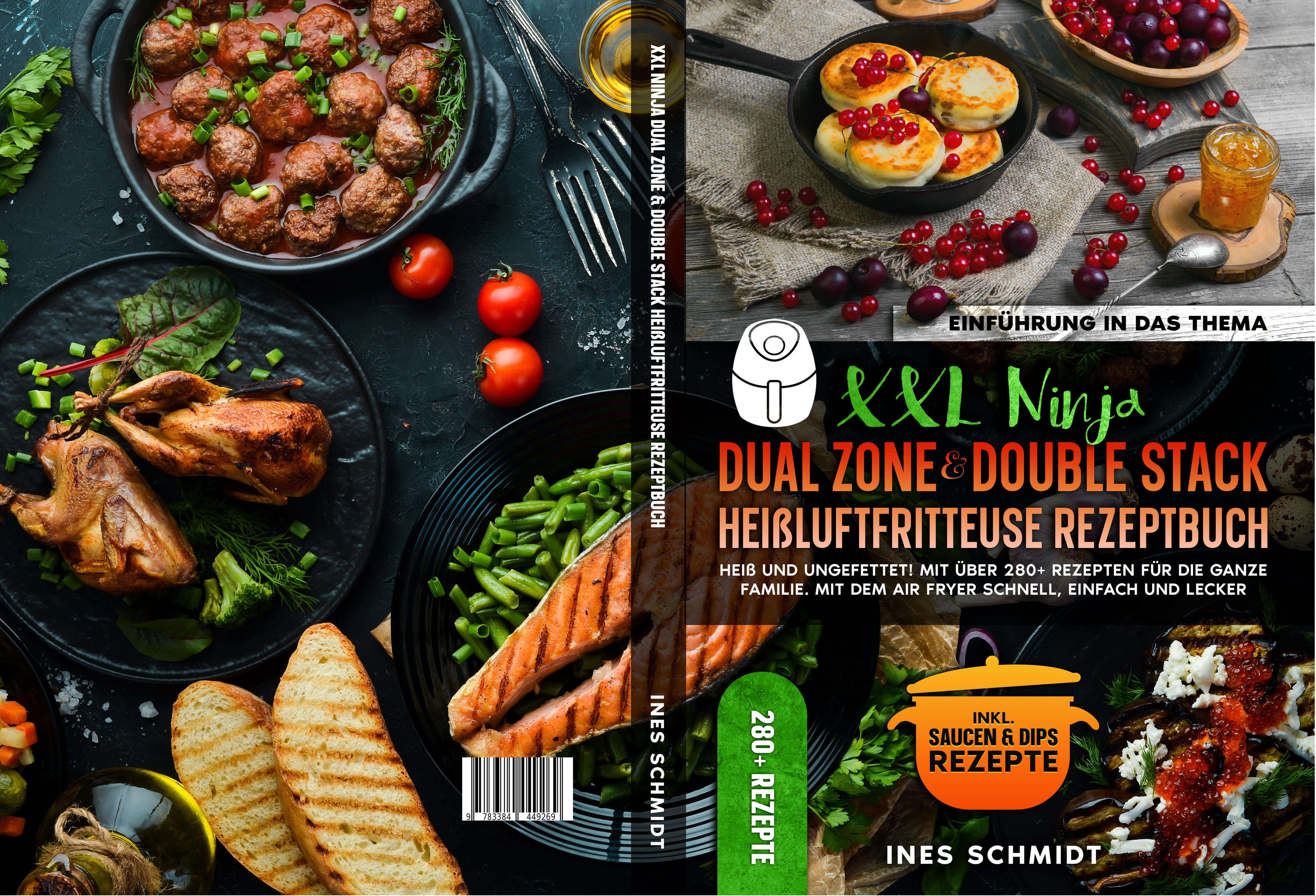 Gesamtes Coverbild XXL Ninja Dual Zone & Double Stack Heißluftfritteuse Rezeptbuch