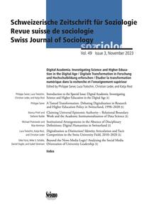Vorderes Coverbild Schweizerische Zeitschrift für Soziologie