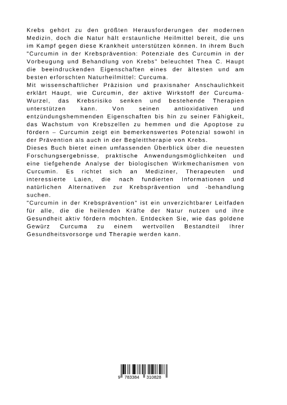 Rückseitencover Curcumin in der Krebsprävention