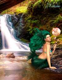 Vorderes Coverbild Fantasy Notizbuch: Tjirell, die Meerjungfrau - weiße Seiten mit Eckmotiv