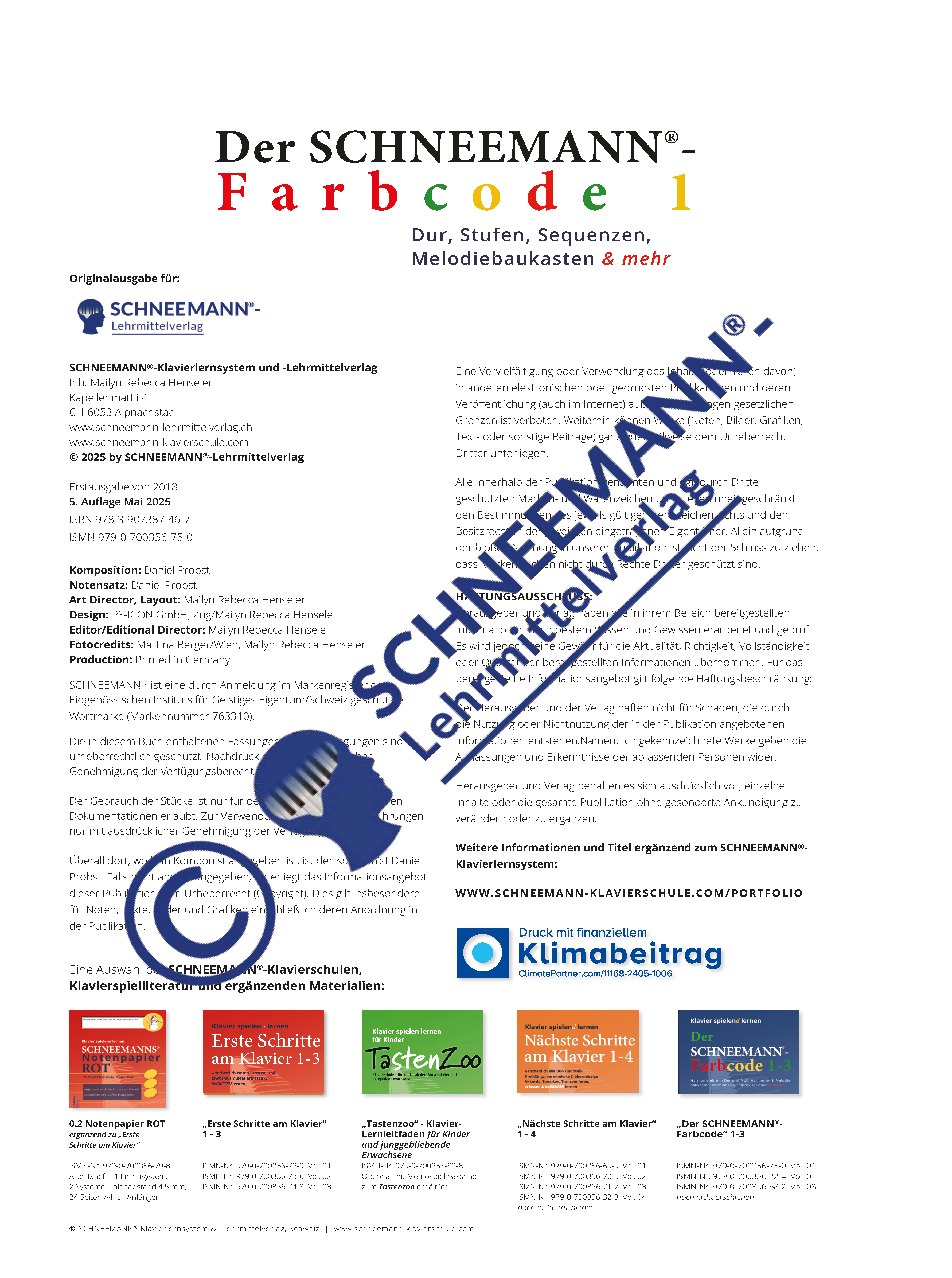 Beispielinhalt (Bild) Der SCHNEEMANN®-Farbcode 1 | Das SCHNEEMANN®-Klavierlernsystem