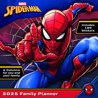 Vorderes Coverbild Pyramid – Spider-Man 2025 Familienplaner, 30x30cm, Monatskalender mit 6 Spalten für Termine & Events, Kalender mit Sticker Sheet, nachhaltig nur mit Papierumschlag