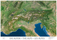 Vorderes Coverbild Satellitenbildkarte "Die Alpen"