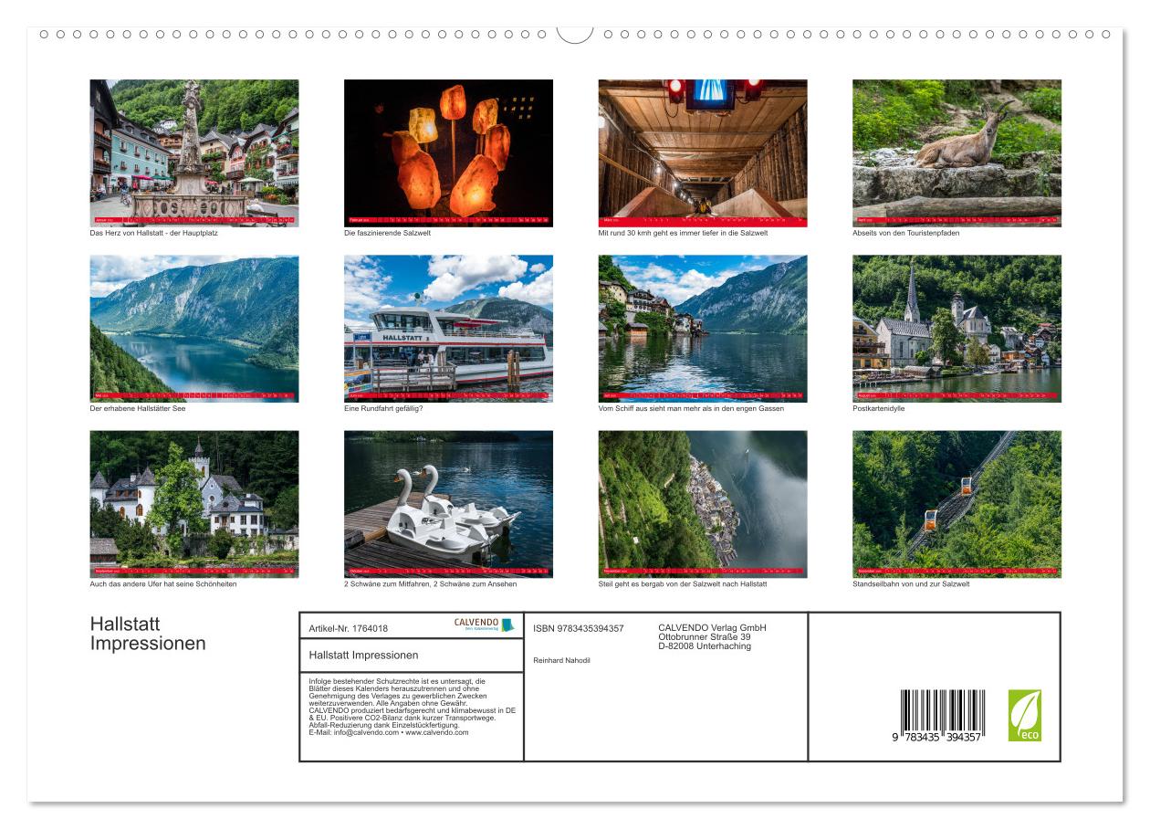 Beispielinhalt (Bild) Hallstatt Impressionen (hochwertiger Premium Wandkalender 2025 DIN A2 quer), Kunstdruck in Hochglanz