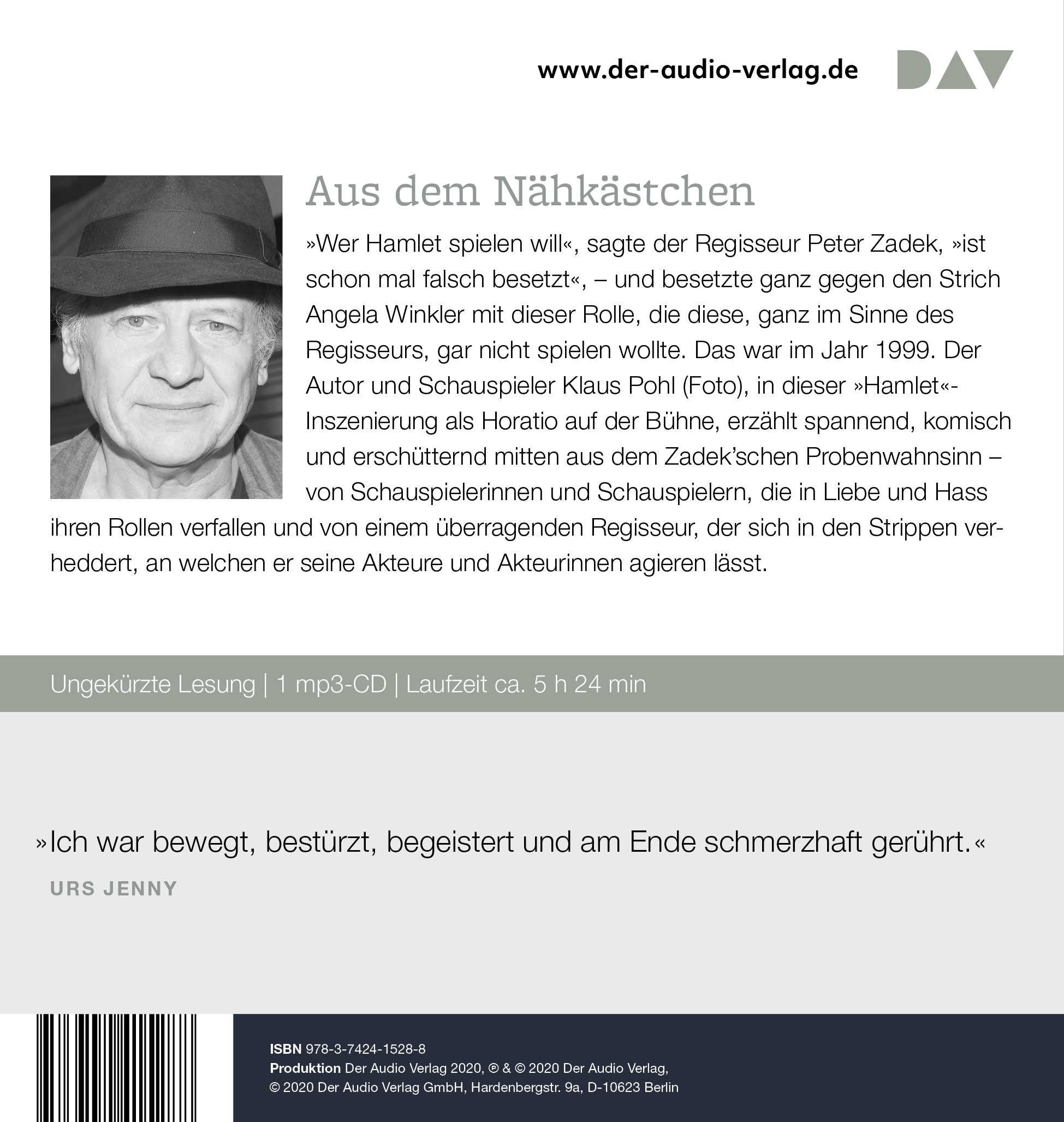Rückseitencover »Sein oder Nichtsein«. Erinnerungen an Peter Zadeks legendäre Hamlet-Inszenierung