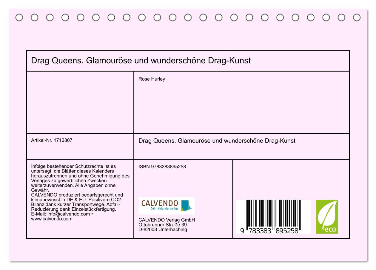 Beispielinhalt (Bild) Drag Queens. Glamouröse und wunderschöne Drag-Kunst (Tischkalender 2025 DIN A5 quer), CALVENDO Monatskalender