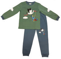 Vorderes Coverbild Globi Pyjama grün Storch 98/104