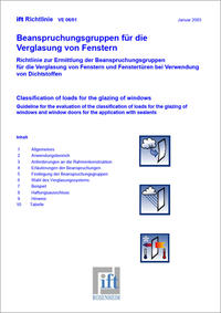 Vorderes Coverbild ift-Richtlinie VE-06/1 - Beanspruchungsgruppen für die Verglasung von Fenstern.