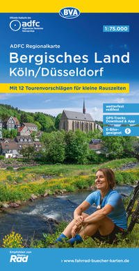 Vorderes Coverbild ADFC-Regionalkarte Bergisches Land Köln/Düsseldorf 1:75.000, reiß- und wetterfest, GPS-Tracks Download