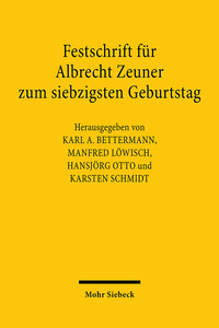 Vorderes Coverbild Festschrift für Albrecht Zeuner zum siebzigsten Geburtstag