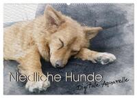 Vorderes Coverbild Niedliche Hunde - Digitale Aquarelle (Wandkalender 2026 DIN A2 quer), CALVENDO Monatskalender