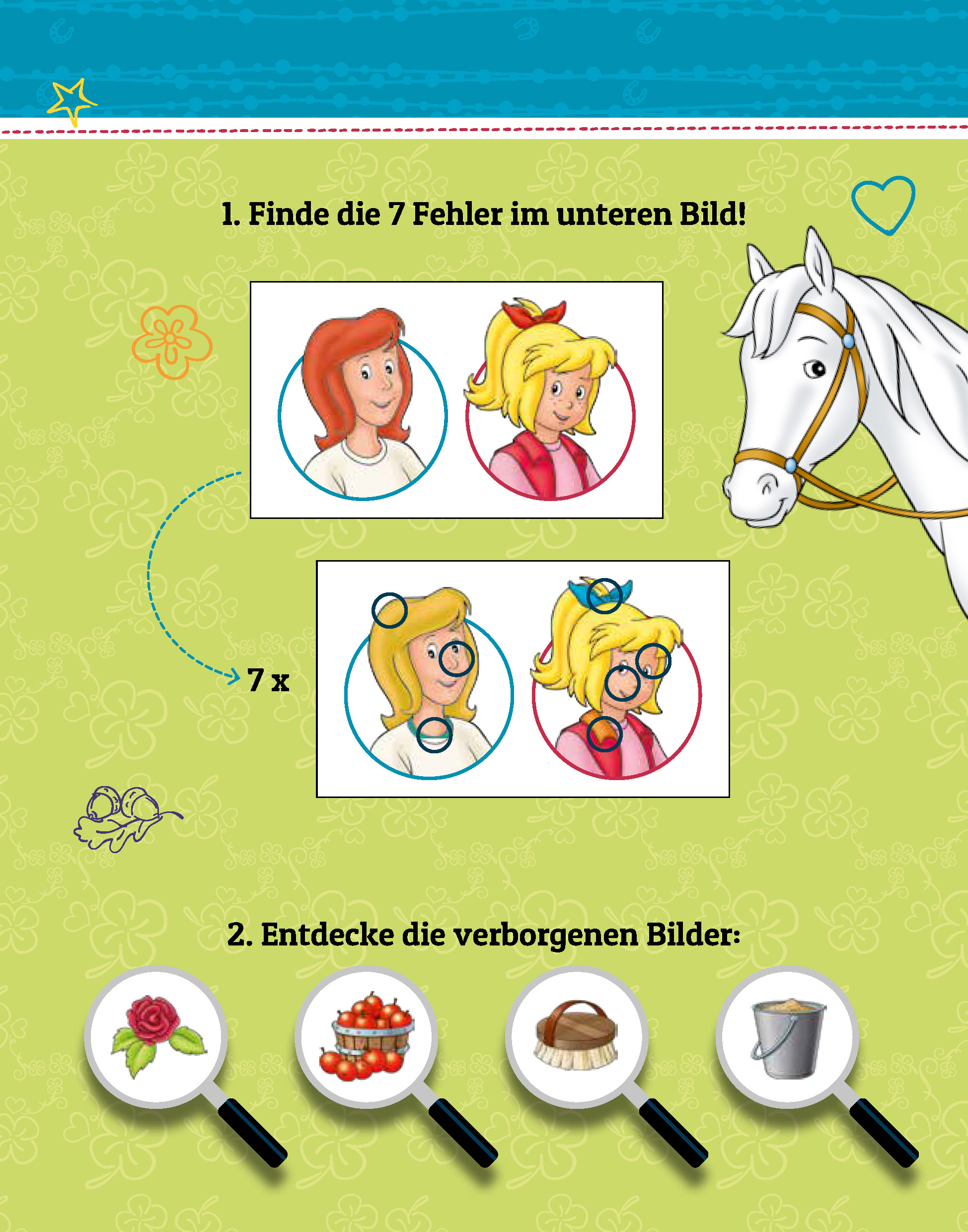 Beispielinhalt (Bild) Bibi & Tina Wasserzauber | Finde den Fehler. Einfach mit Wasser malen