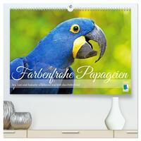 Vorderes Coverbild Farbenfrohe Papageien (hochwertiger Premium Wandkalender 2025 DIN A2 quer), Kunstdruck in Hochglanz