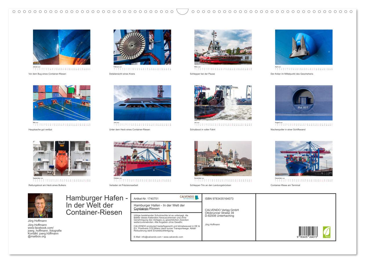 Beispielinhalt (Bild) Hamburger Hafen - In der Welt der Container-Riesen (Wandkalender 2025 DIN A2 quer), CALVENDO Monatskalender
