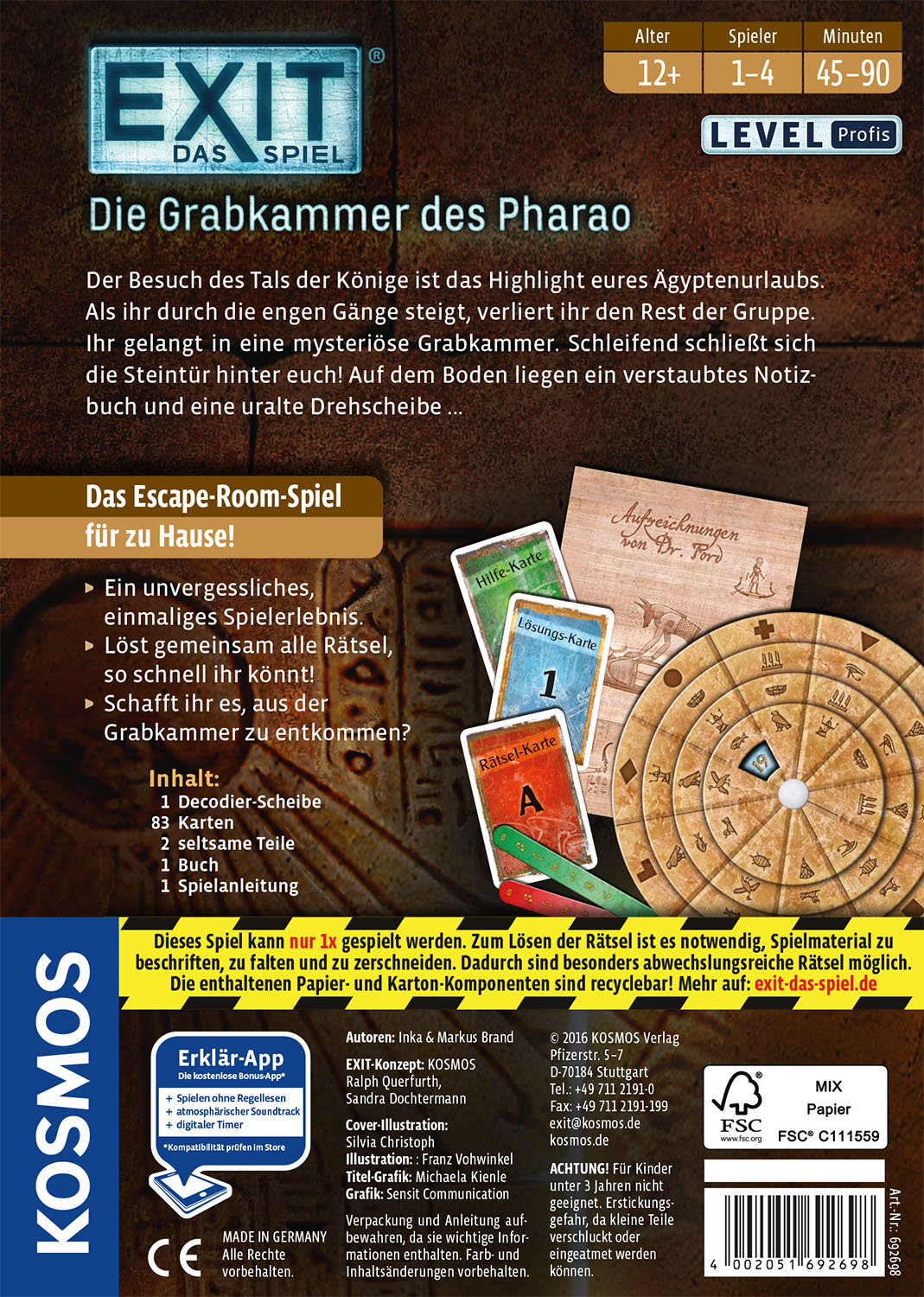 Rückseitencover EXIT® Die Grabkammer des Pharao (P)