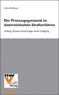 Vorderes Coverbild Der Prozessgegenstand im österreichischen Strafverfahren