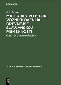 Vorderes Coverbild Materialy po istorii vozniknovenija drevnejsej slavjanskoj pismennosti