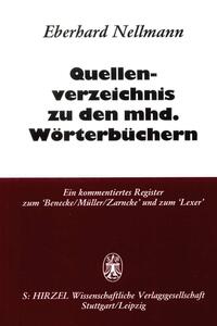 Vorderes Coverbild Quellenverzeichnis zu den mittelhochdeutschen Wörterbüchern.