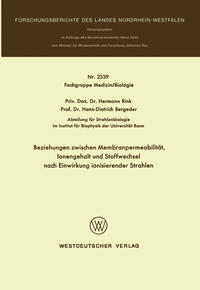 Vorderes Coverbild Beziehungen zwischen Membranpermeabilität, Ionengehalt und Stoffwechsel nach Einwirkung ionisierender Strahlen