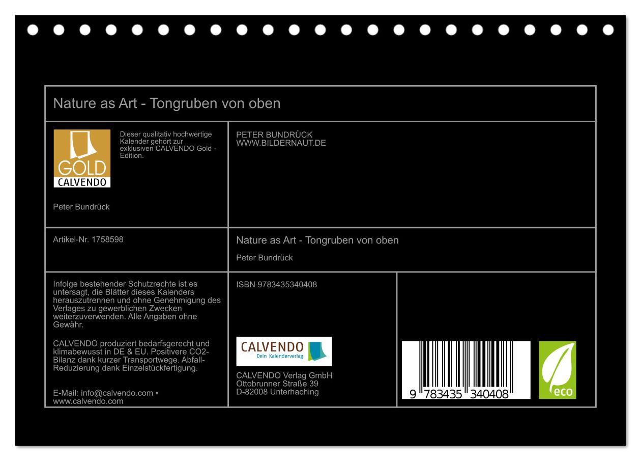 Beispielinhalt (Bild) Nature as Art - Tongruben von oben (Tischkalender 2025 DIN A5 quer), CALVENDO Monatskalender