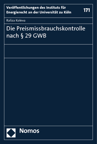 Vorderes Coverbild Die Preismissbrauchskontrolle nach § 29 GWB