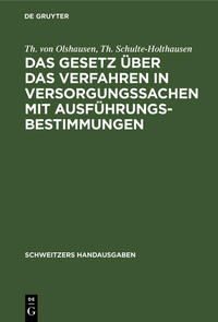 Vorderes Coverbild Das Gesetz über das Verfahren in Versorgungssachen mit Ausführungsbestimmungen